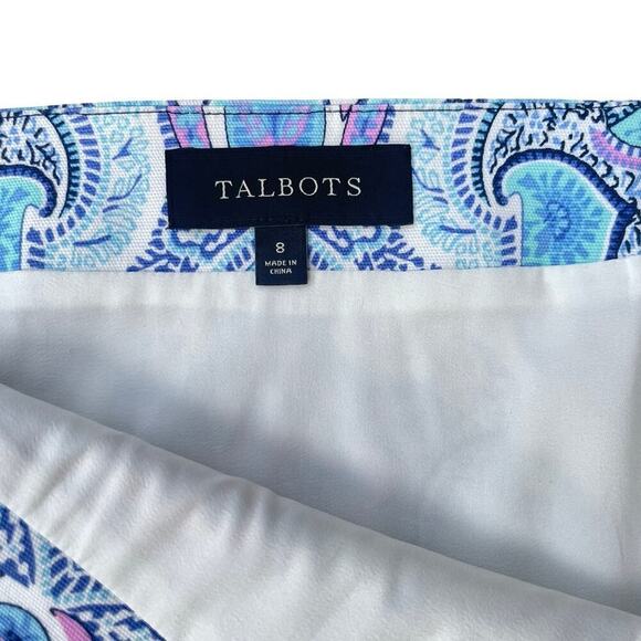 Talbots Paisley Navy Pink Print Cotton Blend Stretch Pencil Skirt - Size 8 - Picture 5 of 12